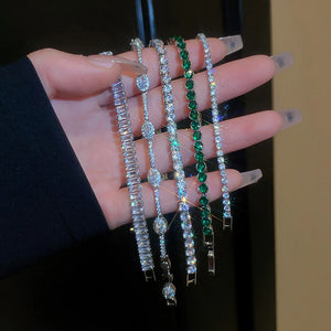 Green Zircon Bracelet & Bangles for Women Crystal CZ Tennis Bracelets
