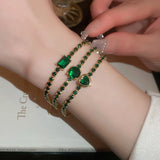 Green Zircon Bracelet & Bangles for Women Crystal CZ Tennis Bracelets