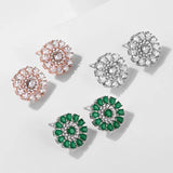 Geometric Round Pearl Stud Earrings For Women