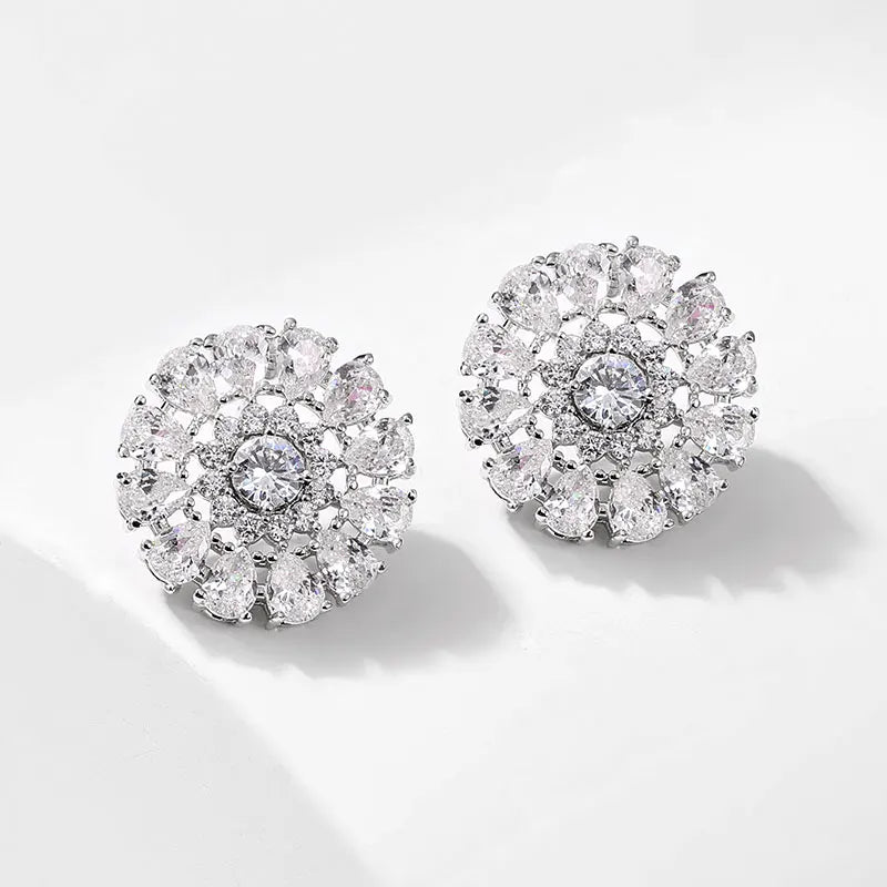 Geometric Round Pearl Stud Earrings For Women