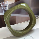 Exaggerated Pattern Acrylic Bangle Bracelet Wide Heavy Wrist Jewelry