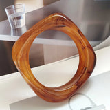 Exaggerated Pattern Acrylic Bangle Bracelet Wide Heavy Wrist Jewelry