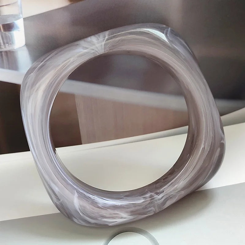 Exaggerated Pattern Acrylic Bangle Bracelet Wide Heavy Wrist Jewelry