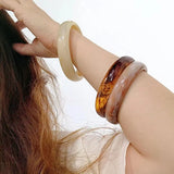 Brown Acrylic Resin Bangle Bracelet for Women Girls