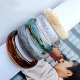 Acrylic Pattern Lucite Wide Bangle Bracelet Summer Jewelry