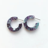 Red Green Flower Leopard Acetate Earrings Women Small Acetic Acid Hoop Earrings