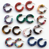 Red Green Flower Leopard Acetate Earrings Women Small Acetic Acid Hoop Earrings