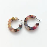 Red Green Flower Leopard Acetate Earrings Women Small Acetic Acid Hoop Earrings