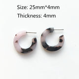 Red Green Flower Leopard Acetate Earrings Women Small Acetic Acid Hoop Earrings