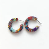 Red Green Flower Leopard Acetate Earrings Women Small Acetic Acid Hoop Earrings