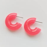 Colorful Acrylic Earrings Marble Pattern Small Hoops Green Yellow Red Pink