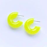 Colorful Acrylic Earrings Marble Pattern Small Hoops Green Yellow Red Pink