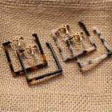 Tortoise Leopard Round Clip Earrings Geometry Triangular Acetic Acid E0111