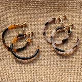 Tortoise Leopard Round Clip Earrings Geometry Triangular Acetic Acid E0111