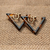 Tortoise Leopard Round Clip Earrings Geometry Triangular Acetic Acid E0111