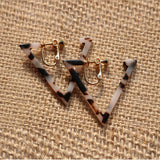 Tortoise Leopard Round Clip Earrings Geometry Triangular Acetic Acid E0111