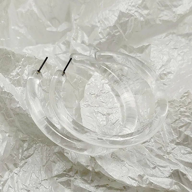 Acrylic Hoop Earrings Geometric Half Circle Jewelry