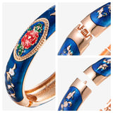 Enameled Rose Wide Cuff Bangles for Women