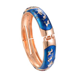 Enameled Rose Wide Cuff Bangles for Women