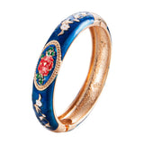 Enameled Rose Wide Cuff Bangles for Women