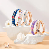 Enameled Rose Wide Cuff Bangles for Women