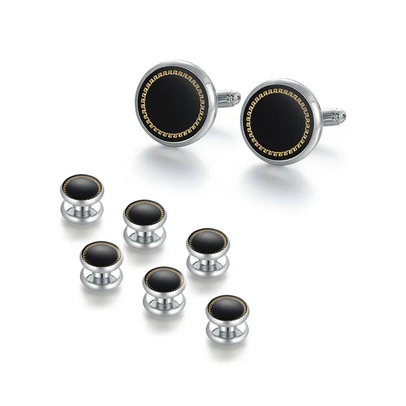 Men's Tuxedo Cufflinks Studs Set for Wedding Guests