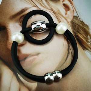 Gothic Charm Alloy Bead Bracelet with Pearl Jewelry Bangle