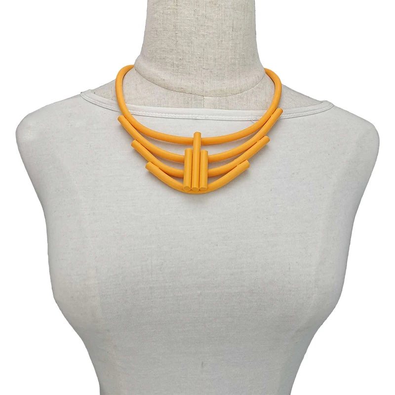 Geometric Choker Necklaces Multicolor Rubber Jewelry