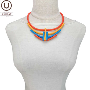 Geometric Choker Necklaces Multicolor Rubber Jewelry