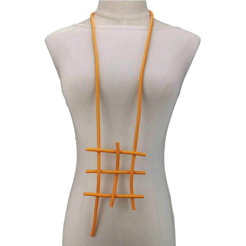 Geometric Pendant Necklace Rubber Jewelry Women Statement Necklace