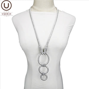 Alloy Pendant Necklaces Circle Metal Jewelry Women Necklace Choker