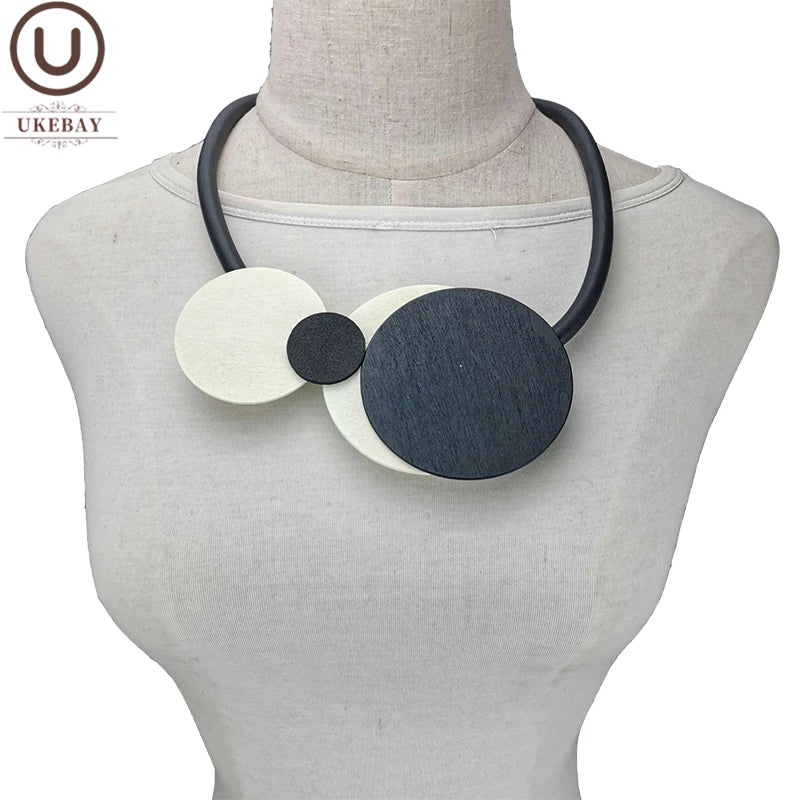 Women Wood Choker Necklace Wooden Jewelry Clothes Chain