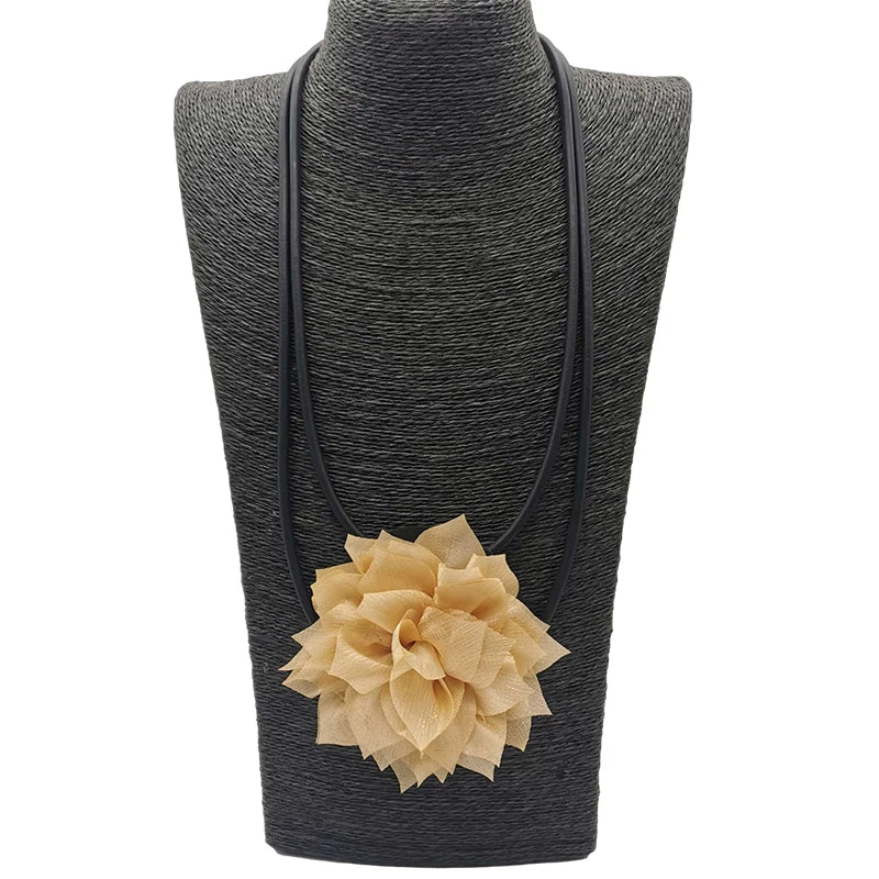 Choker Necklace Flower Women Bohemia Ethnic Rubber Sweater Chain