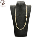 Pearl Choker Necklace Metal Sweater Chain Women Jewelry