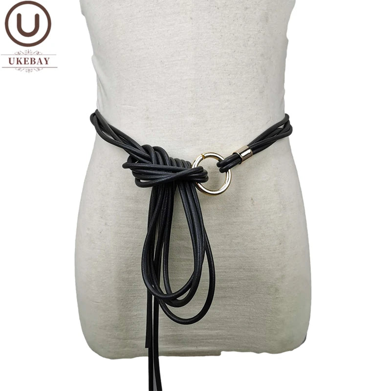 Women Leather Elasticity Chains Rubber Accessories Belts