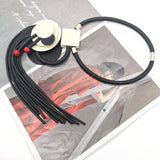 Vintage Jewelry Rubber Chain Wood Pendant Necklaces Women