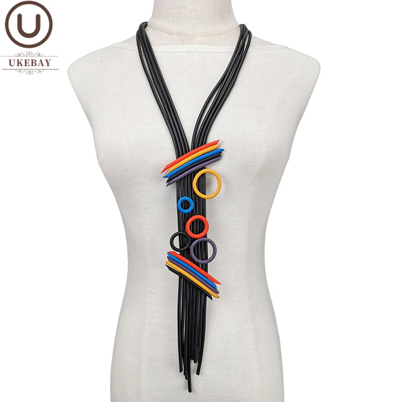 Rubber Chain Tassel Necklace Gothic Jewelry
