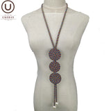 Long Statement Necklace Pearl Ethnic Jewelry Women 9 Colors
