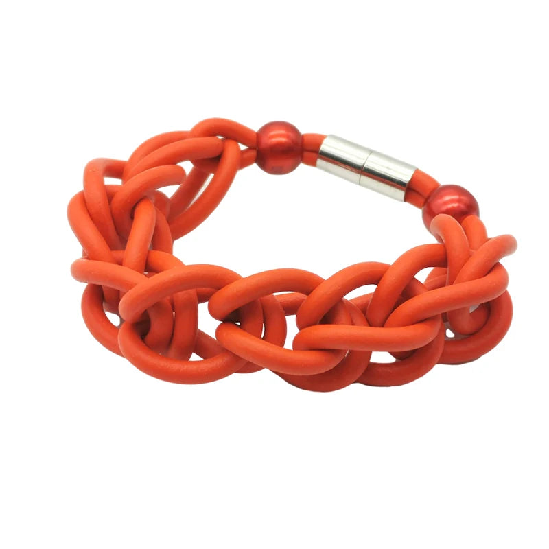 Charm Bracelets Rubber Bangles Boho Jewelry Pearl Chains
