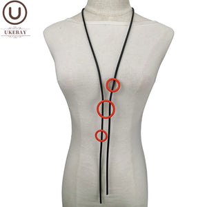 Red Circle Pendant Necklace Goth Style Chain Jewelry