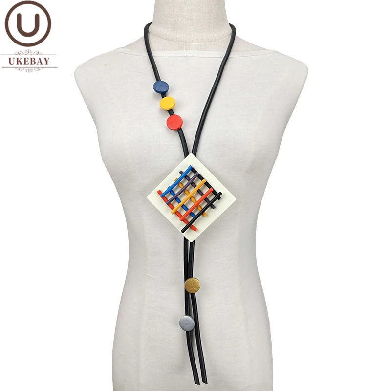 Square Pendant Necklace Women Pendants Jewelry Long Necklace