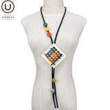 Square Pendant Necklace Women Pendants Jewelry Long Necklace