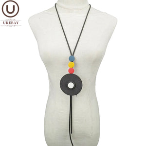 Long Necklaces For Women Rubber Wood Statement Necklace