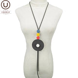 Long Necklaces For Women Rubber Wood Statement Necklace