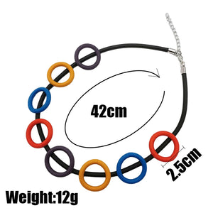 Multicolor Circle Choker Necklace Gothic Chain Jewelry