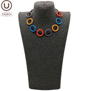 Multicolor Circle Choker Necklace Gothic Chain Jewelry