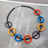 Multicolor Circle Choker Necklace Gothic Chain Jewelry