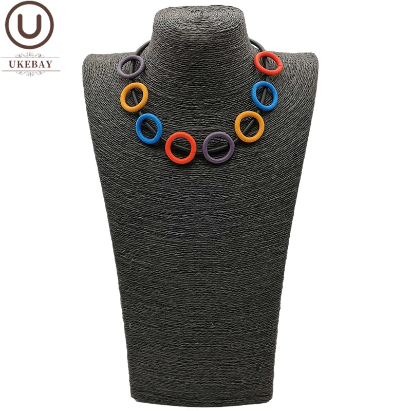 Multicolor Circle Choker Necklace Gothic Chain Jewelry