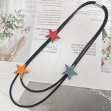 Multicolor Star Pendant Necklaces Wooden Jewelry Women Statement Necklace