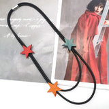 Multicolor Star Pendant Necklaces Wooden Jewelry Women Statement Necklace
